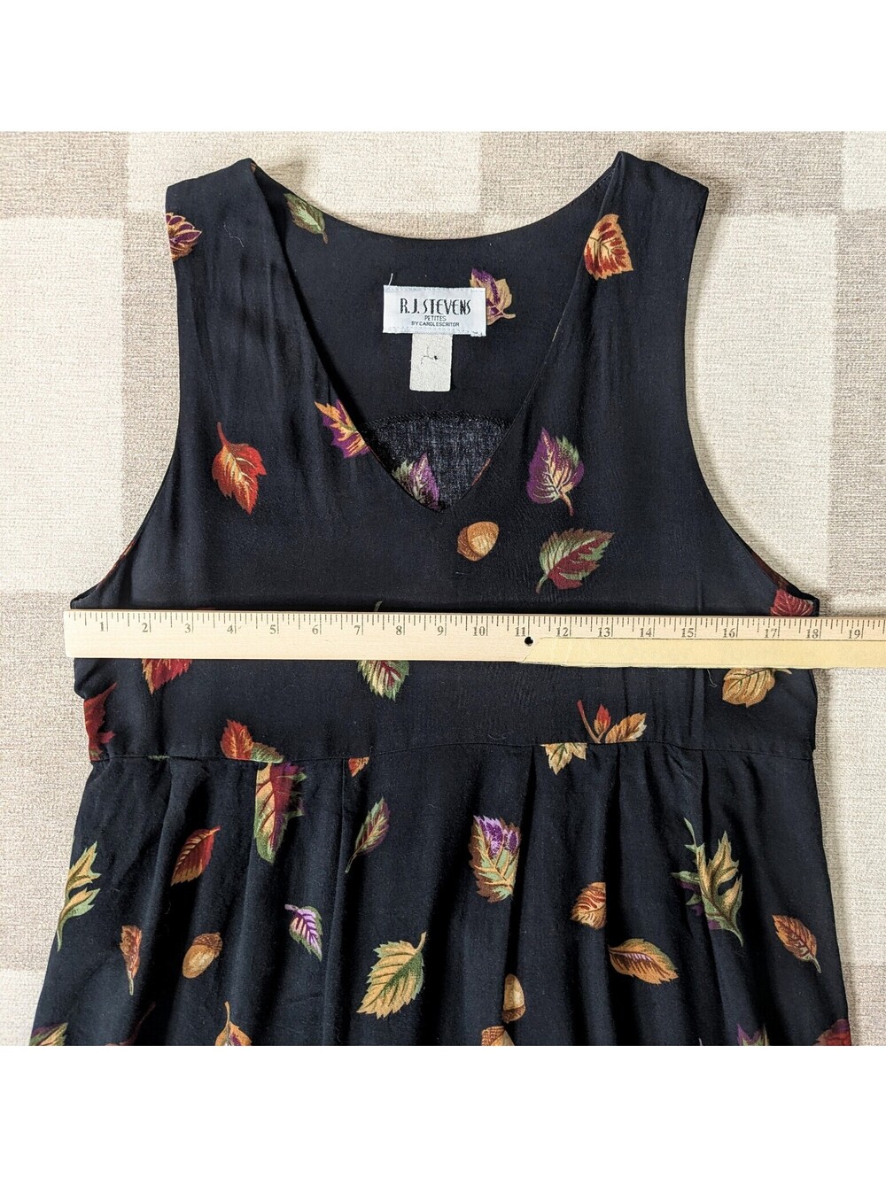 Vintage 90s fall leaves border print midi dress - Picture 5 of 7